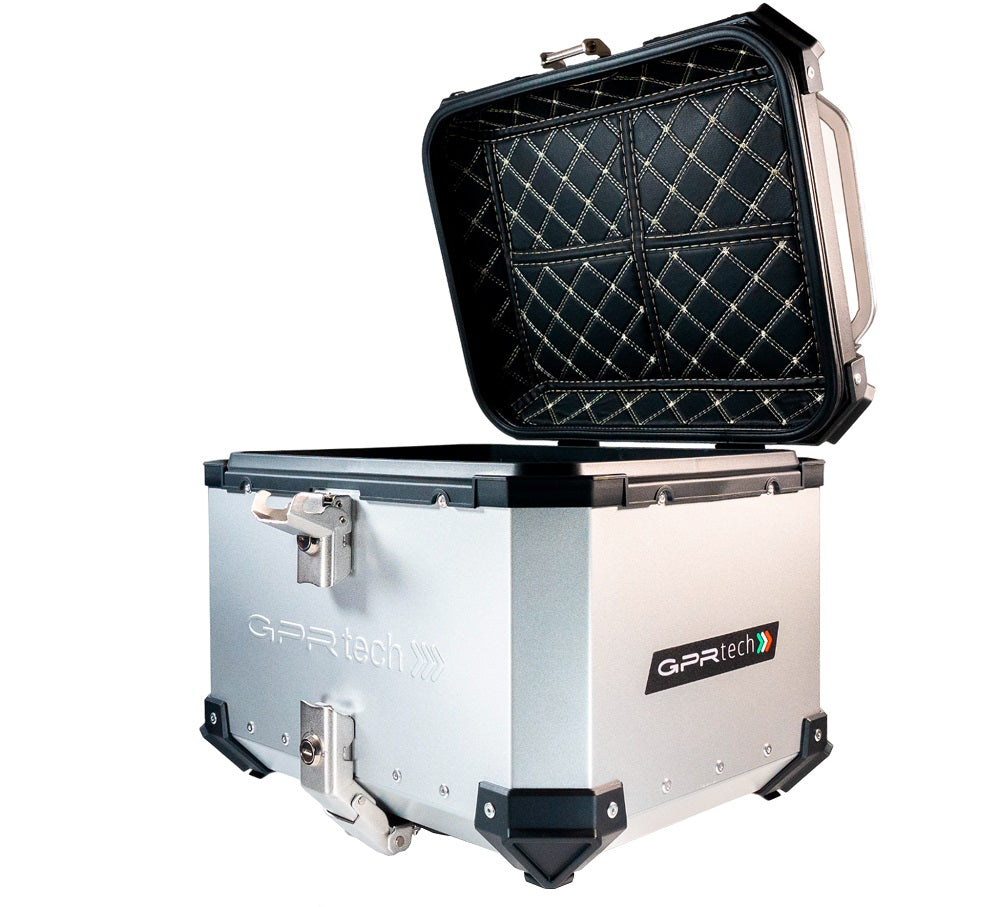 Suzuki V-STROM 650 2012-2016 GPR Tech 45L Aluminum Top Case, Silver with Mounting Plate