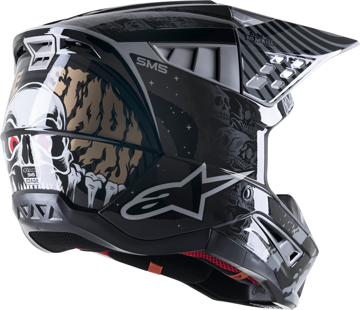 ALPINESTARS SM5 Motorcycle Helmet - Solar Flare - Gloss Black/Gray/Gold - Small 8305822-1959-SM