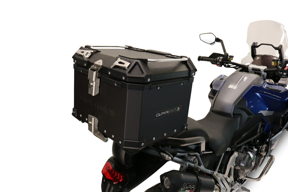 Triumph Tiger 900 2020-2023 GPR Tech 45L Aluminum Top Case, Black with Mounting Plate