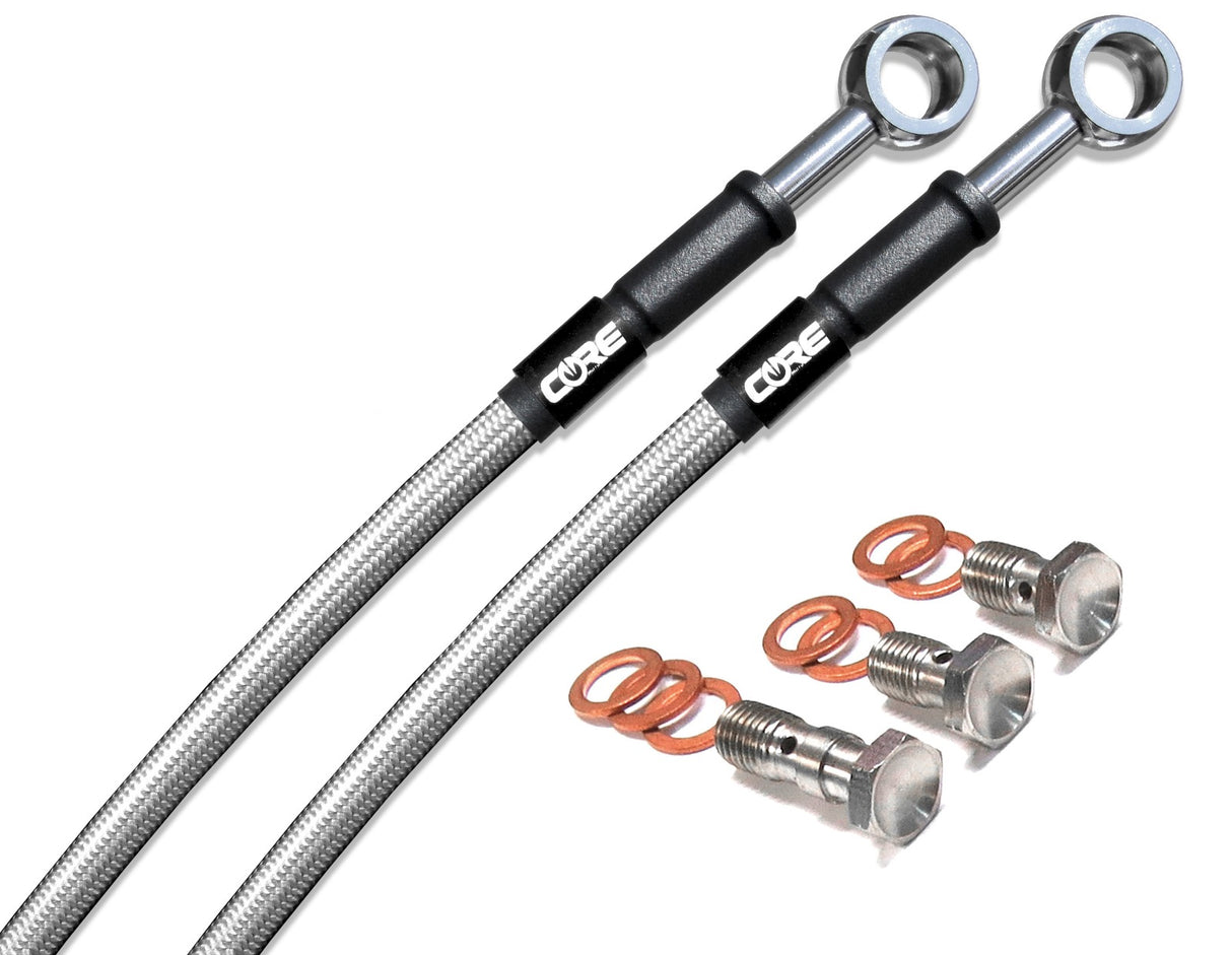 Kawasaki Z125 Pro 2016-2025 Front and Rear Brake Lines Polished Clear Steel Braided