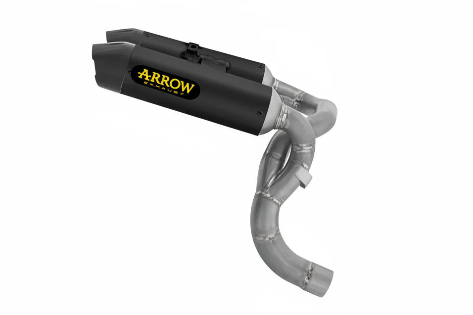 ARROW DUCATI PANIGALE V2/V2S E5+ 2025 RH/LH ROUND SIL TITANIUM DARK SILENCERS + STAINLESS STEEL LINK PIPE