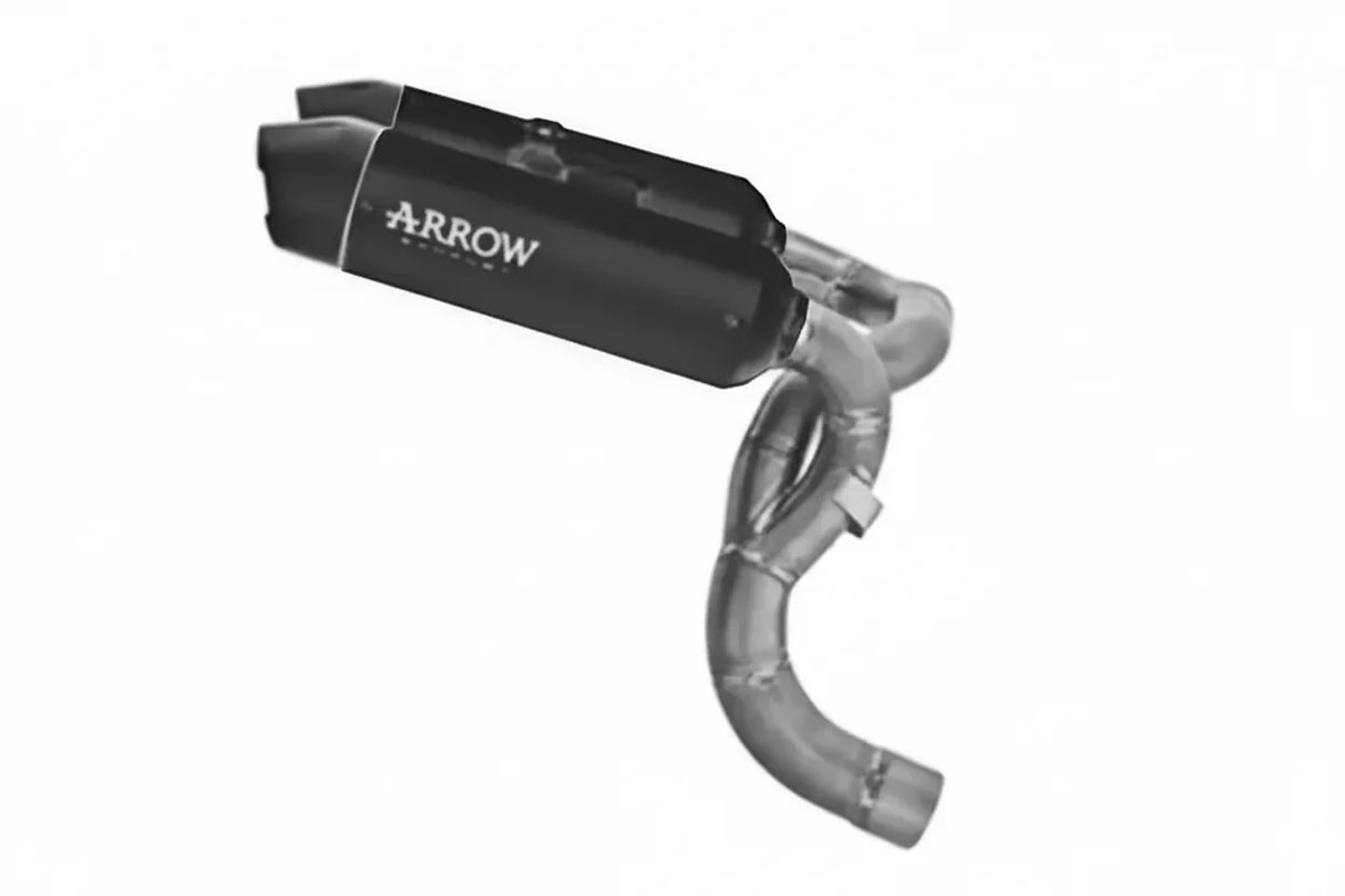 DUCATI PANIGALE V2/V2S E5+ 2025 RH/LH ROUND SIL TITANIUM DARK SILENCERS + STAINLESS STEEL LINK PIPE - 77004PRN