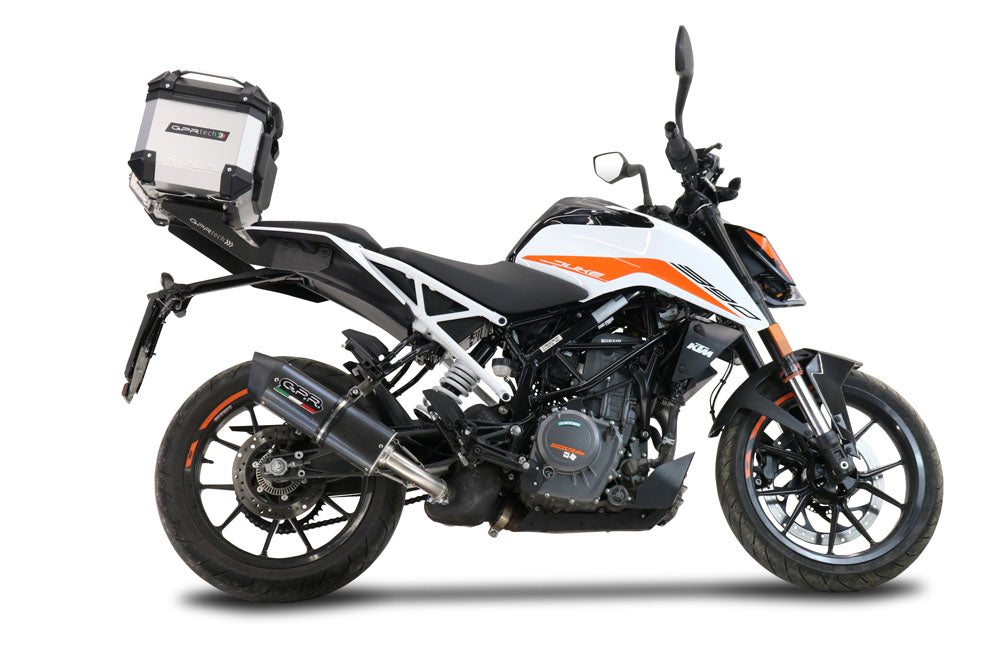 KTM Duke 250 2017-2020 GPR Tech 26L Aluminum Top Case, Silver, with roof rack and mounting plate