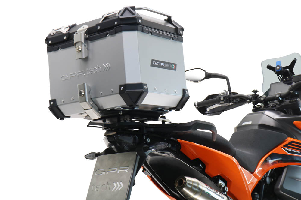 KTM Adventure 790 2021-2023 GPR Tech 45L Aluminum Top Case, Silver with Mounting Plate