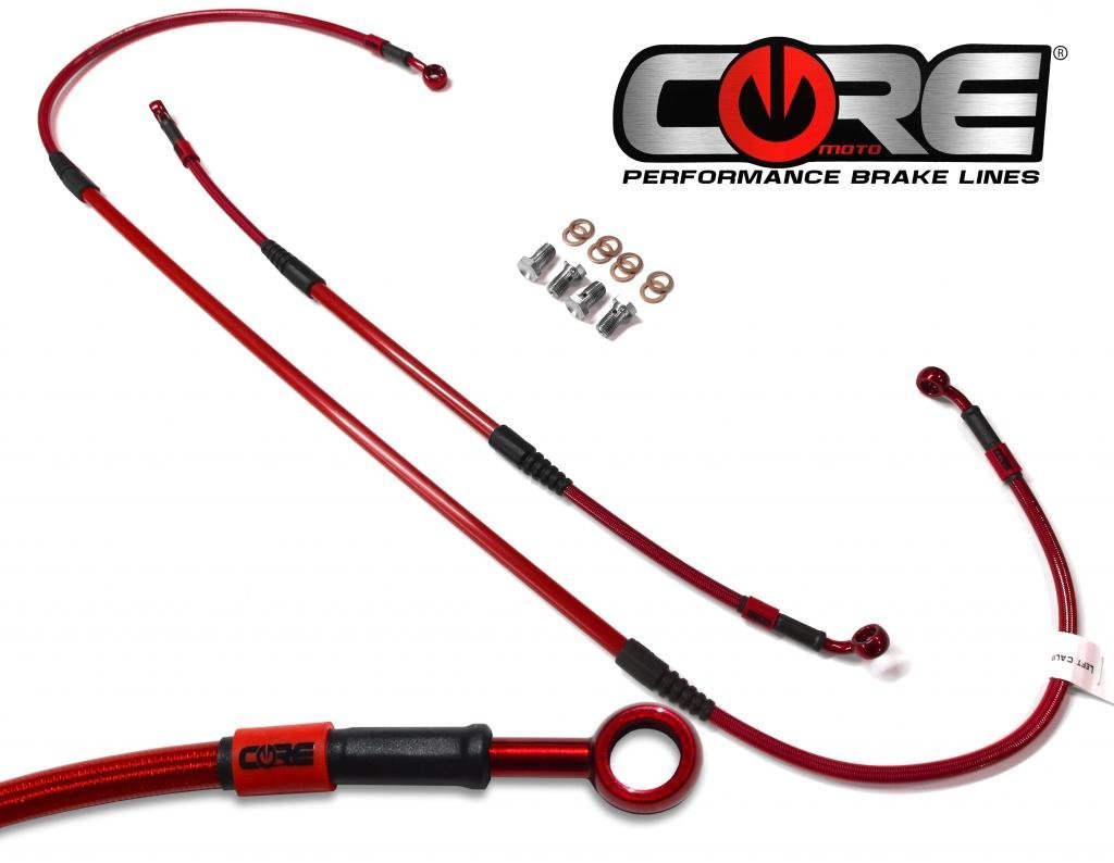 Husqvarna FX450 2018-2020 Front and Rear Brake Lines Translucent Red Steel Braided
