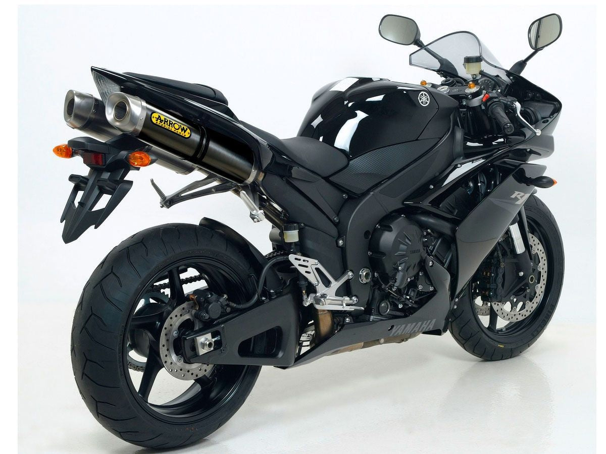 Arrow Yamaha R1 2007-2008 Homologated Aluminium Dark Rh+Lh Thunder Silencers With Carbon End Cap 71719akn