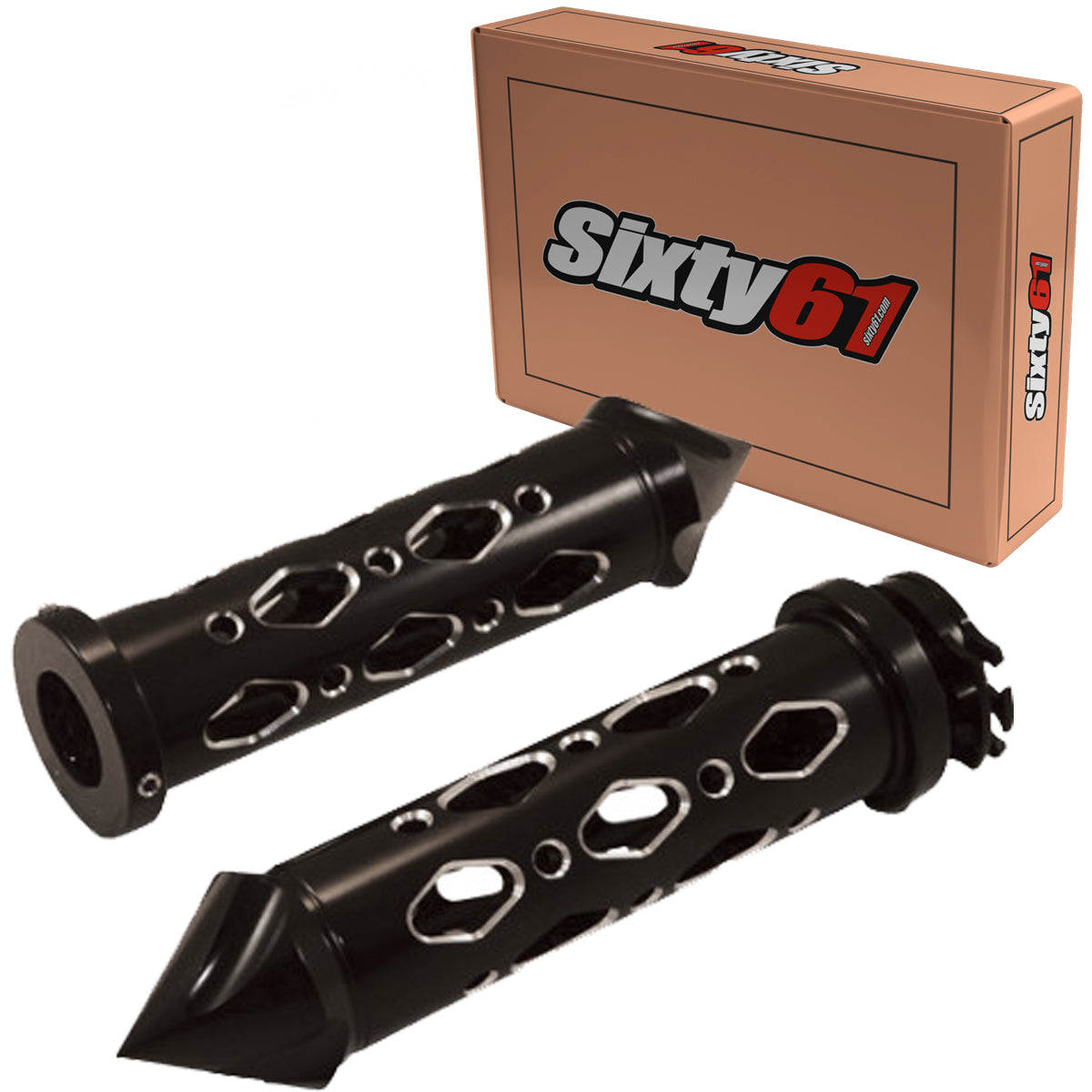 Kawasaki Black Grips With Pointed Ends and Diamond Cut-Outs