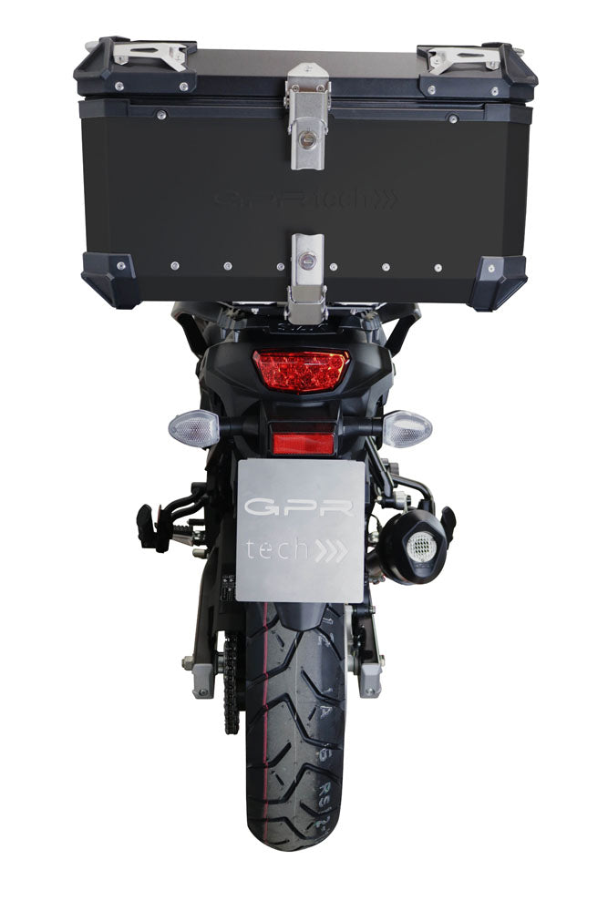 Suzuki V-STROM 650 2017-2020 GPR Tech 55L Aluminum Top Case, Black with Mounting Plate