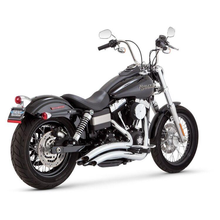 Vance and Hines Exhaust for Harley Davidson Dyna 2006-2009, 2-into-2 Big Radius Chrome 26081
