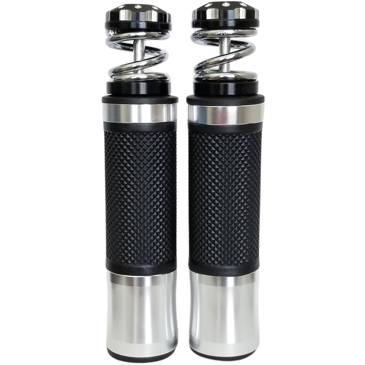 Suzuki GSXR Black and Chrome Aluminum / Rubber Gel Grips