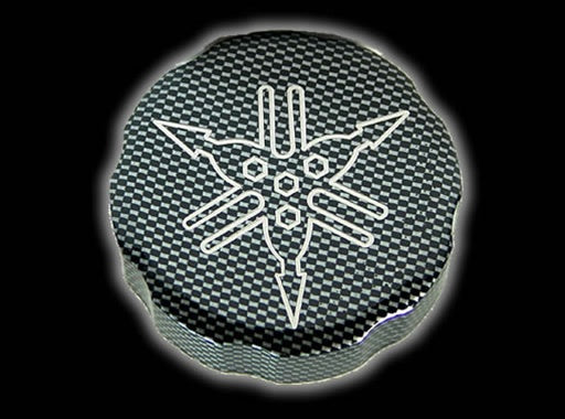 Engraved Yamaha Front Brake Reservoir cap in Carbon