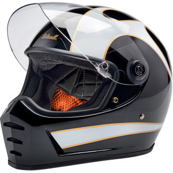 BILTWELL Lane Splitter Motorcycle Helmet - Gloss Black/White Flames - XS 1004-570-501