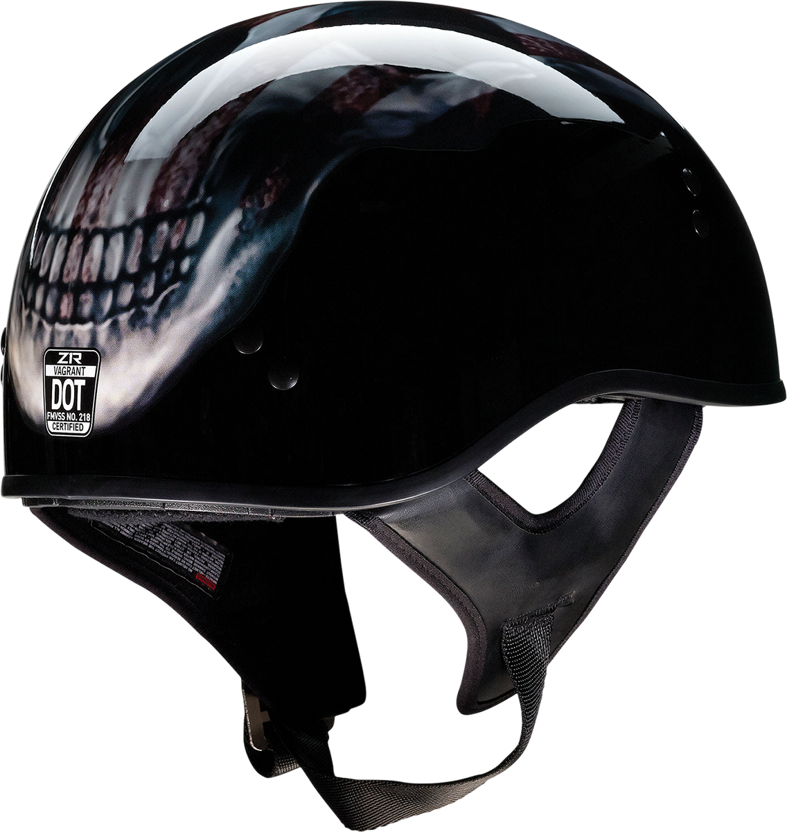 Z1R Vagrant Motorcycle Helmet - USA Skull - Black - Small 0103-1308