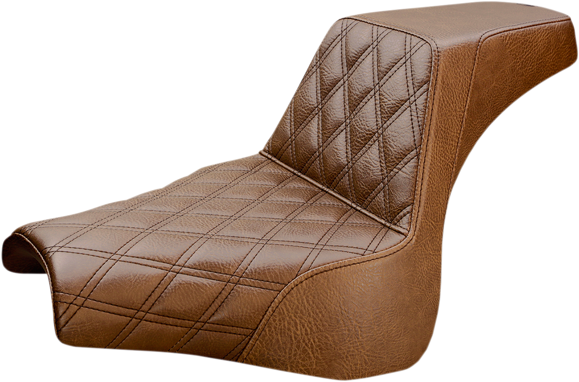 SADDLEMEN Step-Up Seat - Front Lattice Stitch - Brown - FXFB 818-28-172BR