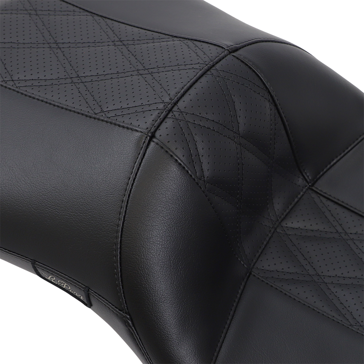 LE PERA Maverick Daddy Long Legs Seat - Black W/Black HR Inlay Double Diamond - FLH LK-957DLHR2