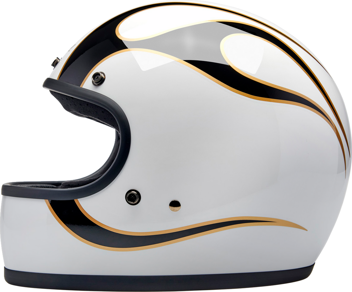 BILTWELL Gringo Motorcycle Helmet - Flames - White/Black - Small 1002-561-502