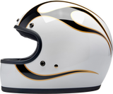 BILTWELL Gringo Motorcycle Helmet - Flames - White/Black - Small 1002-561-502