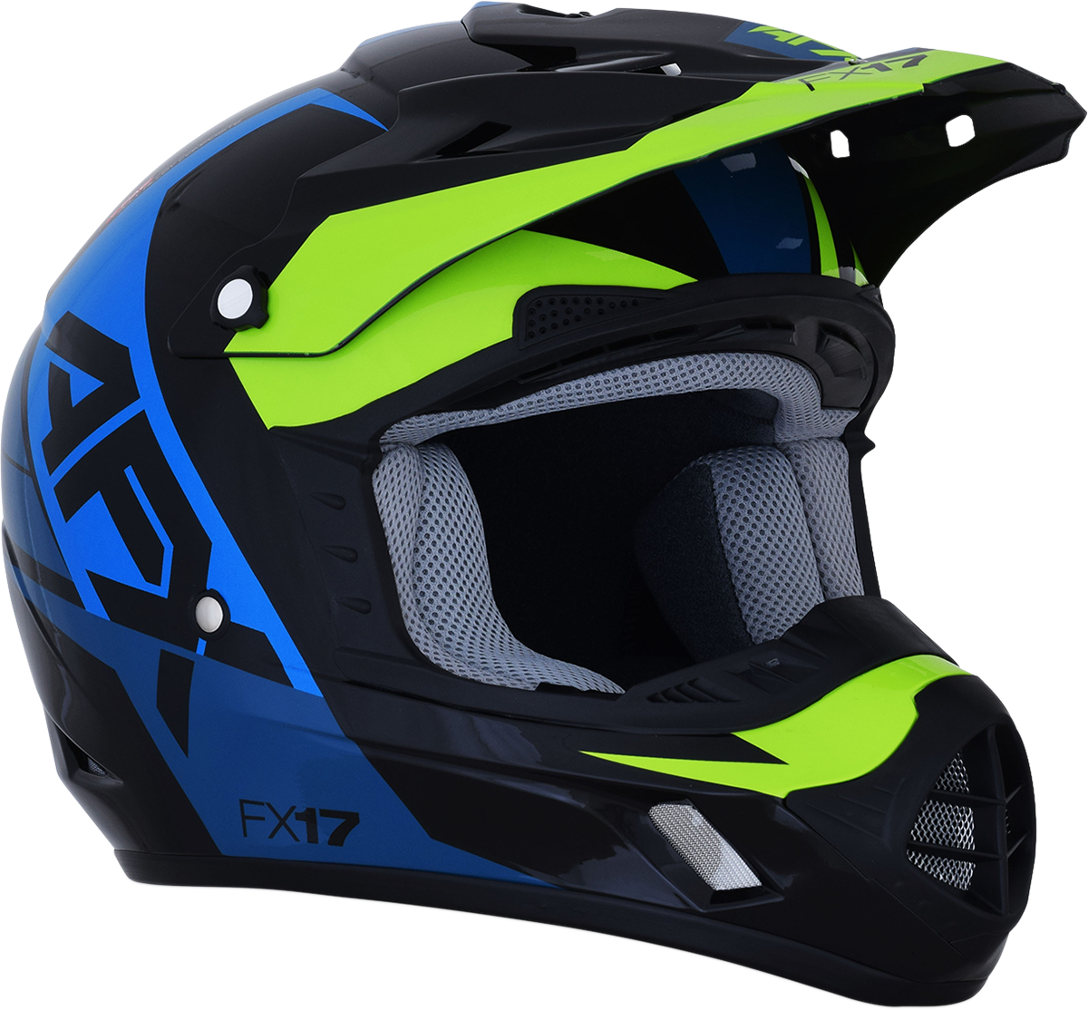 AFX FX-17 Motorcycle Helmet - Aced - Blue/Lime - Large 0110-6501