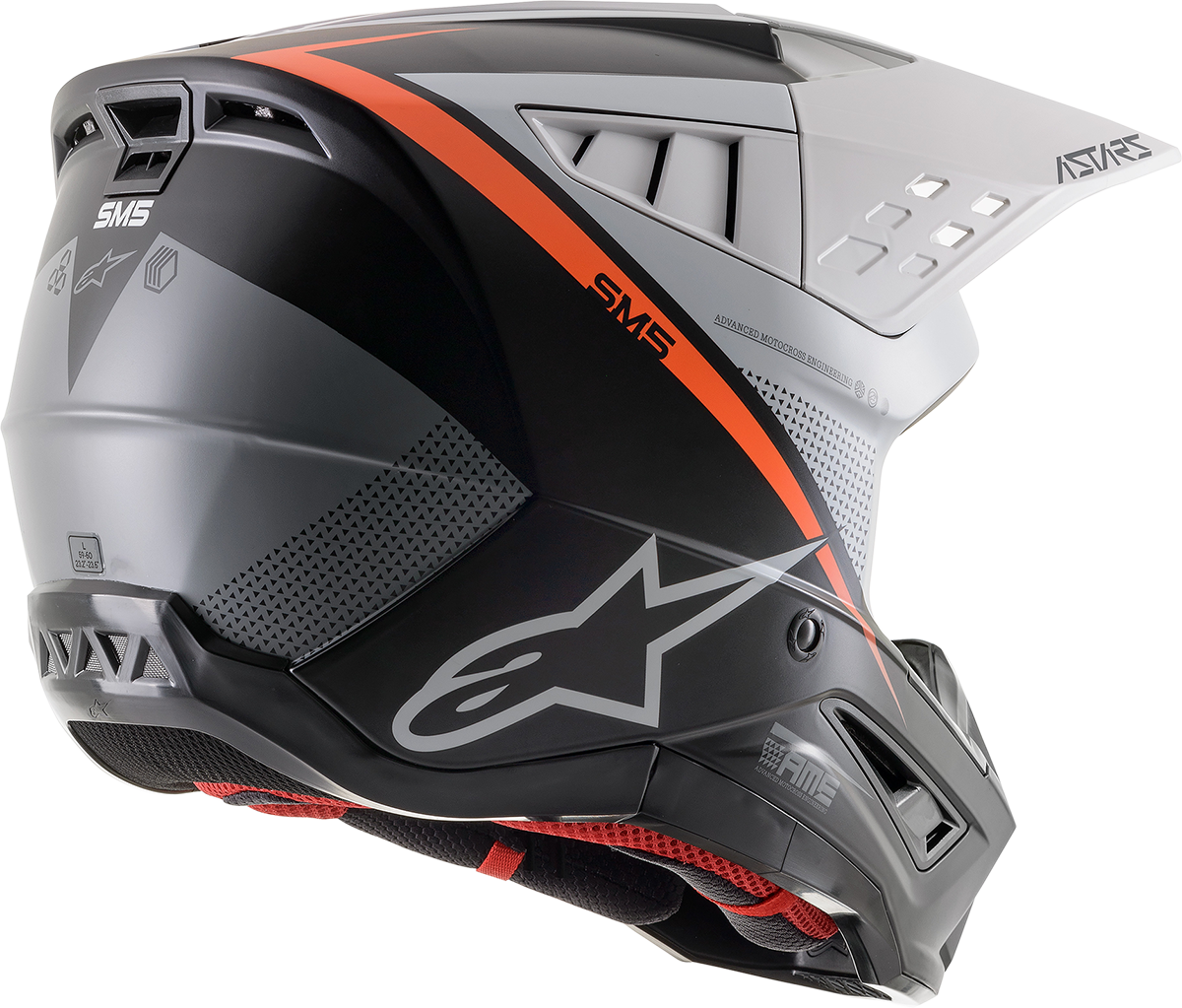 ALPINESTARS SM5 Motorcycle Helmet - Rayon - Black/White/Orange - Medium 8304121-1242-MD