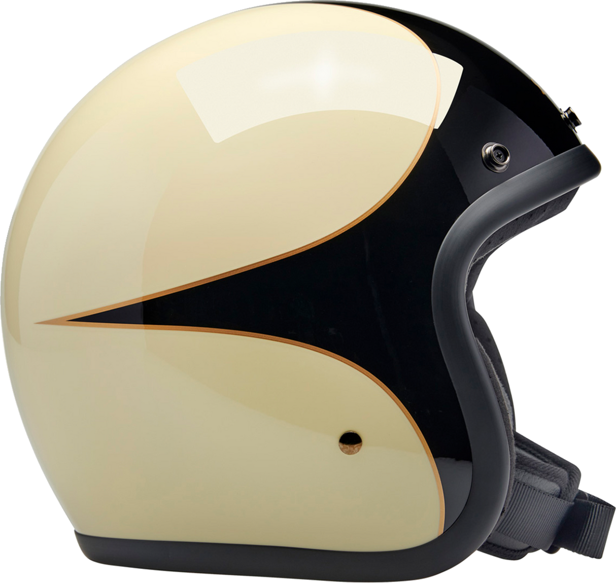 BILTWELL Bonanza Motorcycle Helmet - Gloss Vintage White/Black Scallop - Small 1001-559-202