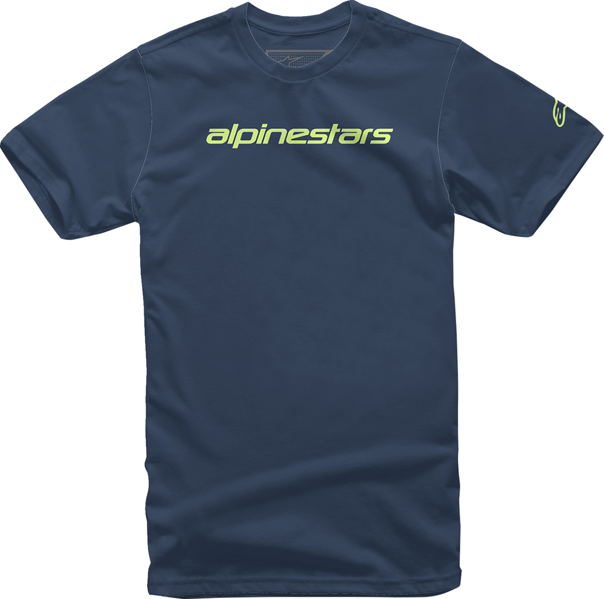 ALPINESTARS Linear Wordmark T-Shirt - Navy/Lime - 2XL 12127202070362X