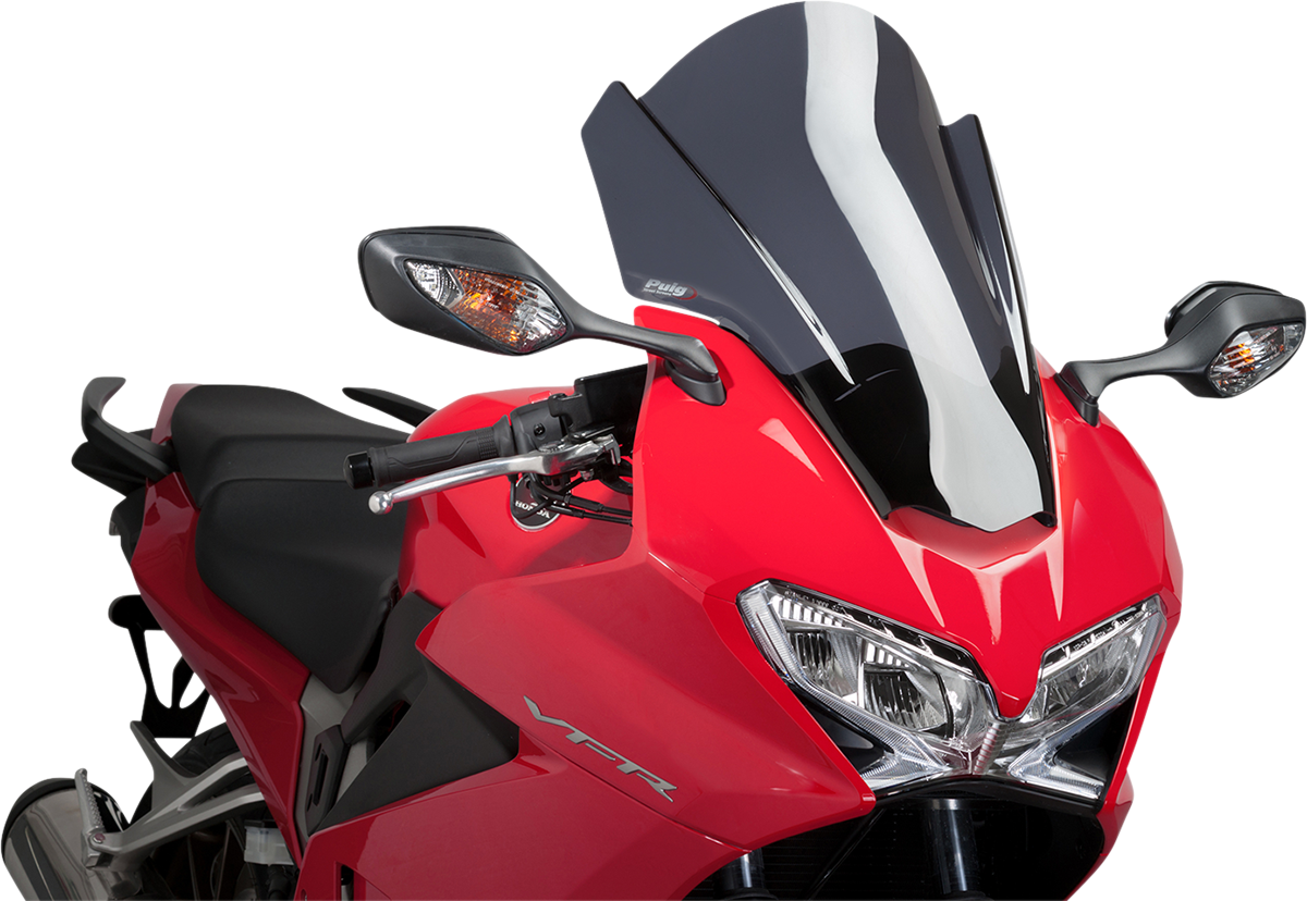 Honda VFR800F Interceptor 2015 Windscreen, Puig HI-TECH PARTS Race in Dark Smoke 7007F