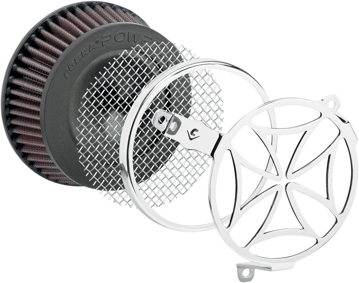 COBRA Air Filter - Cross - Chrome 606-0101-02-SB