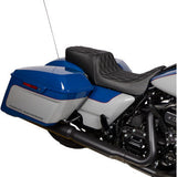 DRAG SPECIALTIES Predator 2Up Seat - Vinyl - Double Diamond Silver Stitch - FLH '08-'23 0801-1492