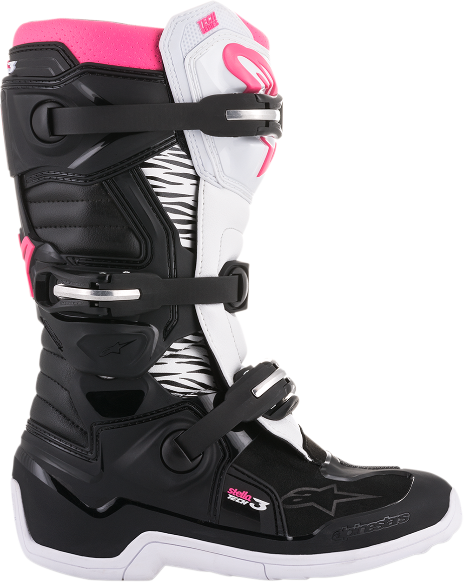 ALPINESTARS Women Stella Tech 3 Boots - Black/White/Pink - US 6 2013218-130-6