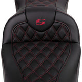 SADDLEMEN Roadsofa™ Seat - with Backrest - Wine Berry Stitch - FL '08-'23 A808-07R-182BUR