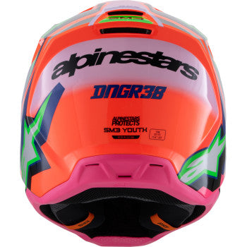 ALPINESTARS Youth SM3 Motorcycle Helmet - Deegan - Gloss Orange Fluo/Purple/Pink Fluo - Small 8301425-433-YS