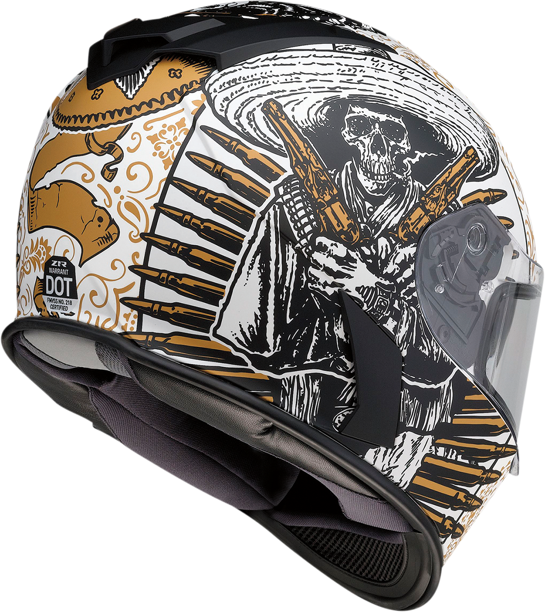 Z1R Warrant Motorcycle Helmet - Sombrero - White/Gold - Small 0101-14165