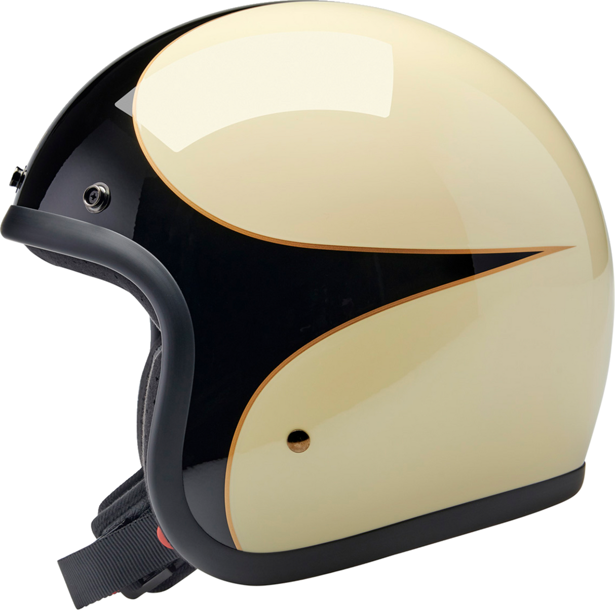 BILTWELL Bonanza Motorcycle Helmet - Gloss Vintage White/Black Scallop - Large 1001-559-204