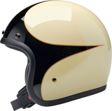 BILTWELL Bonanza Motorcycle Helmet - Gloss Vintage White/Black Scallop - Large 1001-559-204