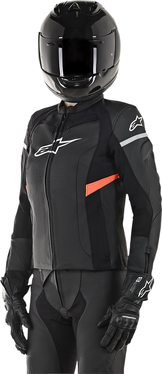 ALPINESTARS Women Stella Kira Leather Jacket - Black/Red - US 8 / EU 44 3112019-1030-44