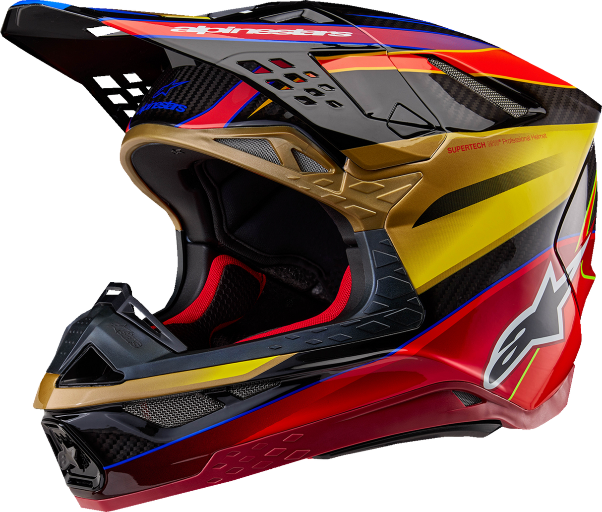 ALPINESTARS Supertech M10 Motorcycle Helmet - Era - MIPS® - Gloss Gold/Yellow/Rio Red - XS 8301223-5938-XS