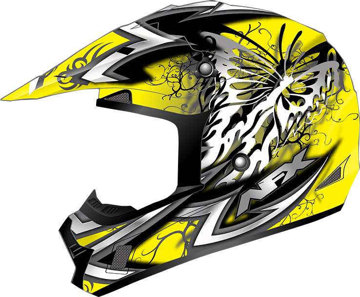 AFX FX-17 Motorcycle Helmet - Butterfly - Matte Yellow - Medium 0110-7133