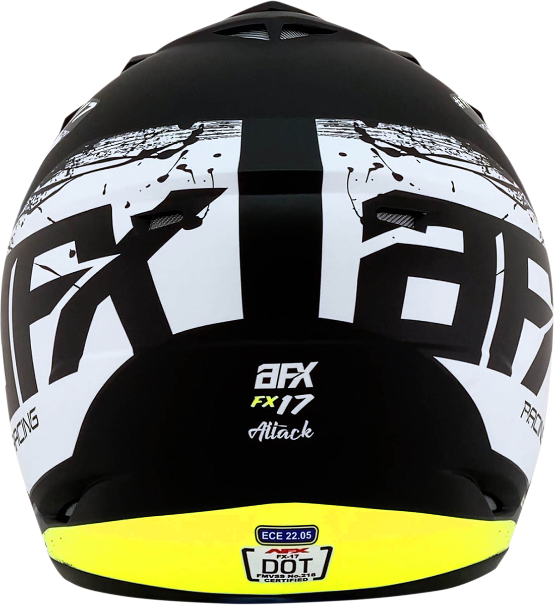 AFX FX-17Y Motorcycle Helmet - Attack - Matte Black/Hi-Vis Yellow - Medium 0111-1415