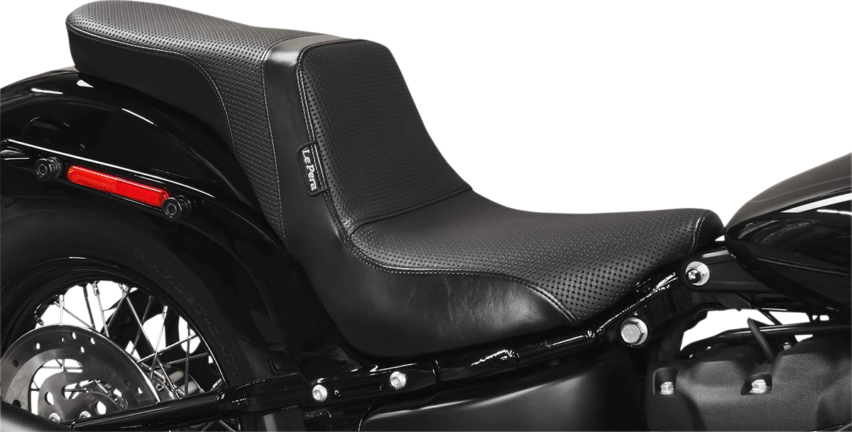 LE PERA Daytona 2-Up Seat - Without Backrest - Basketweave - Black - Softail LYB-543BW