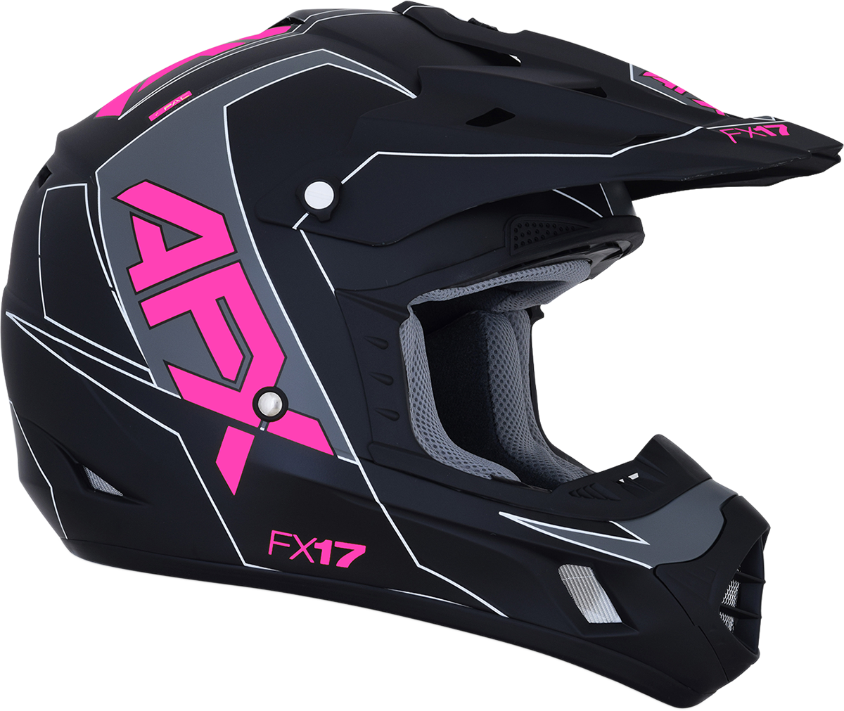 AFX FX-17 Motorcycle Helmet - Aced - Matte Black/Pink - Large 0110-6512