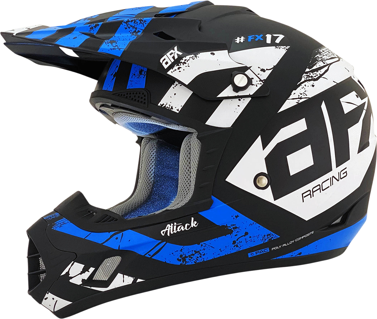 AFX FX-17Y Motorcycle Helmet - Attack - Matte Black/Blue - Medium 0111-1409