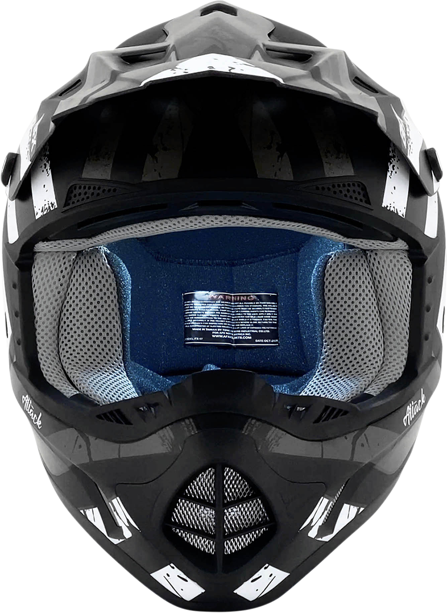 AFX FX-17 Motorcycle Helmet - Attack - Matte Black/Silver - Large 0110-7145