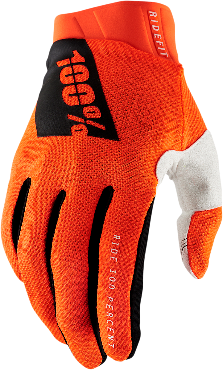 100% Ridefit Gloves - Fluorescent Orange - Medium 10010-00006