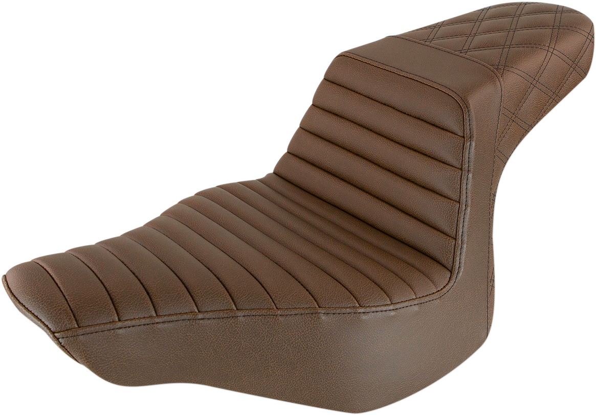 SADDLEMEN Step-Up Seat - Front Tuck-n-Roll/Rear Lattice Stitch - Brown 813-27-176BR