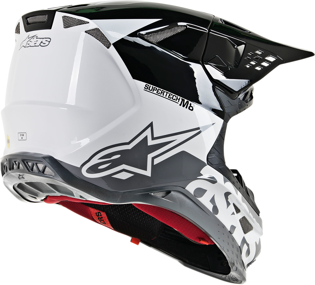 ALPINESTARS Supertech M8 Motorcycle Helmet - Radium - MIPS - White/Black/Mid Gray Glossy - XS 8301519-2182-XS