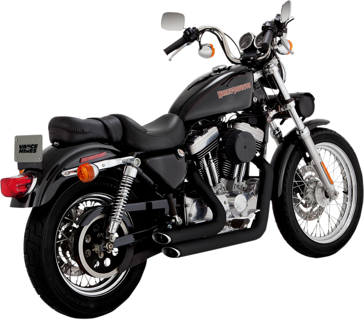 Vance & Hines Exhaust for Harley Davidson Sportster 1999-2003, Black Staggered Exhaust 47223