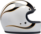 BILTWELL Gringo Motorcycle Helmet - Flames - White/Black - XS 1002-561-501