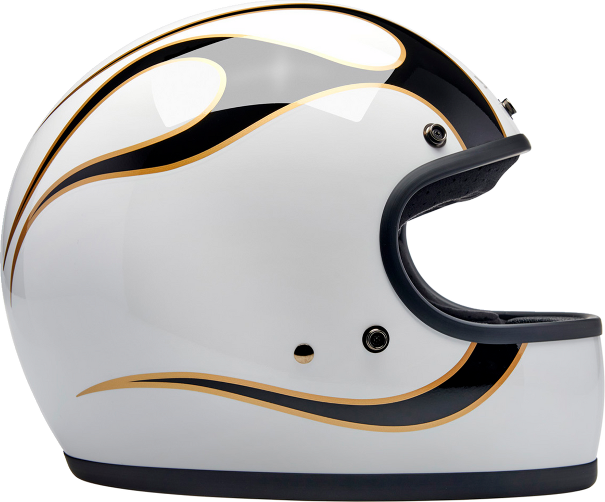 BILTWELL Gringo Motorcycle Helmet - Flames - White/Black - Large 1002-561-504