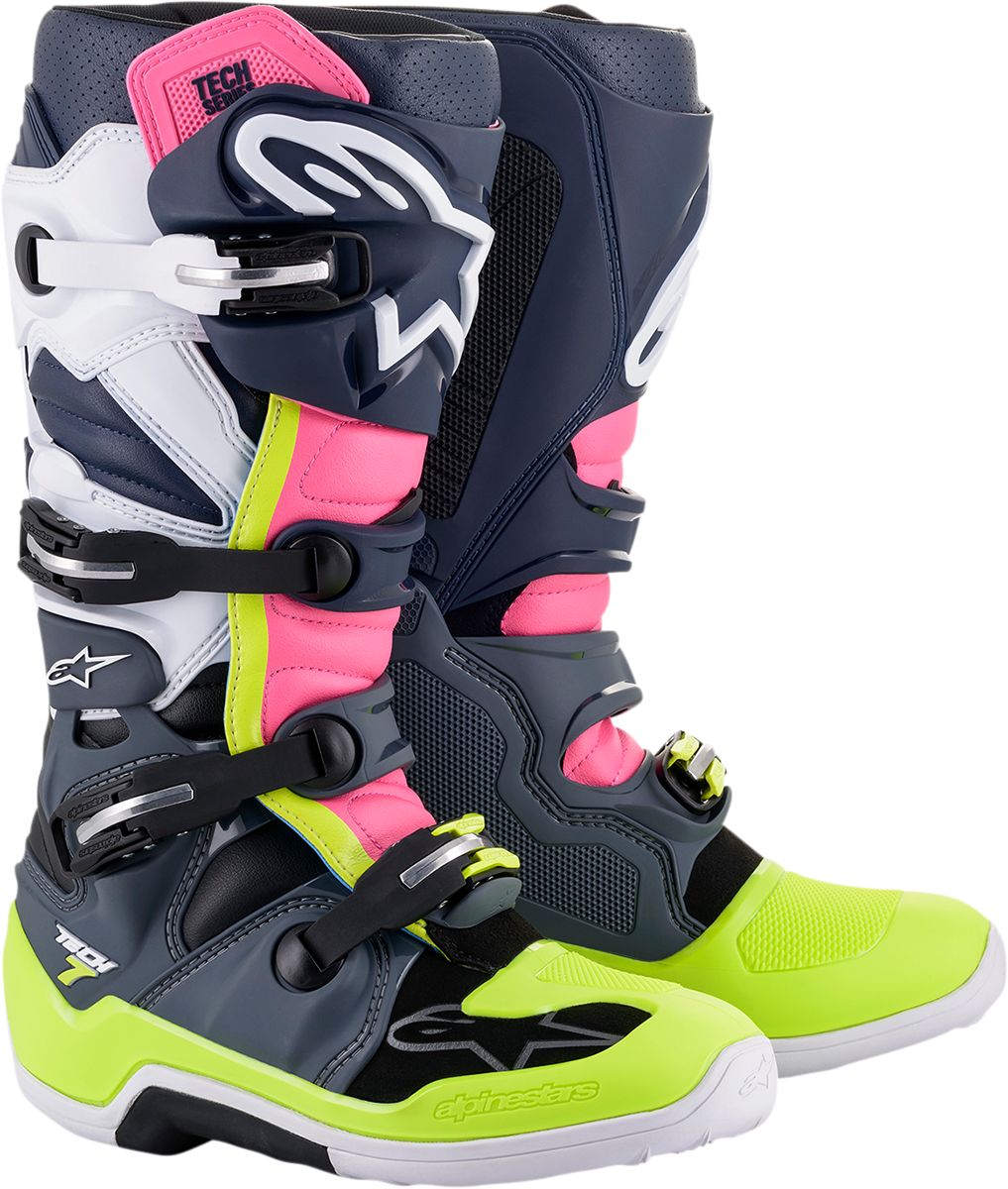 ALPINESTARS Tech 7 Boots - Black/Pink/White/Yellow - US 10 2012014-9076-10