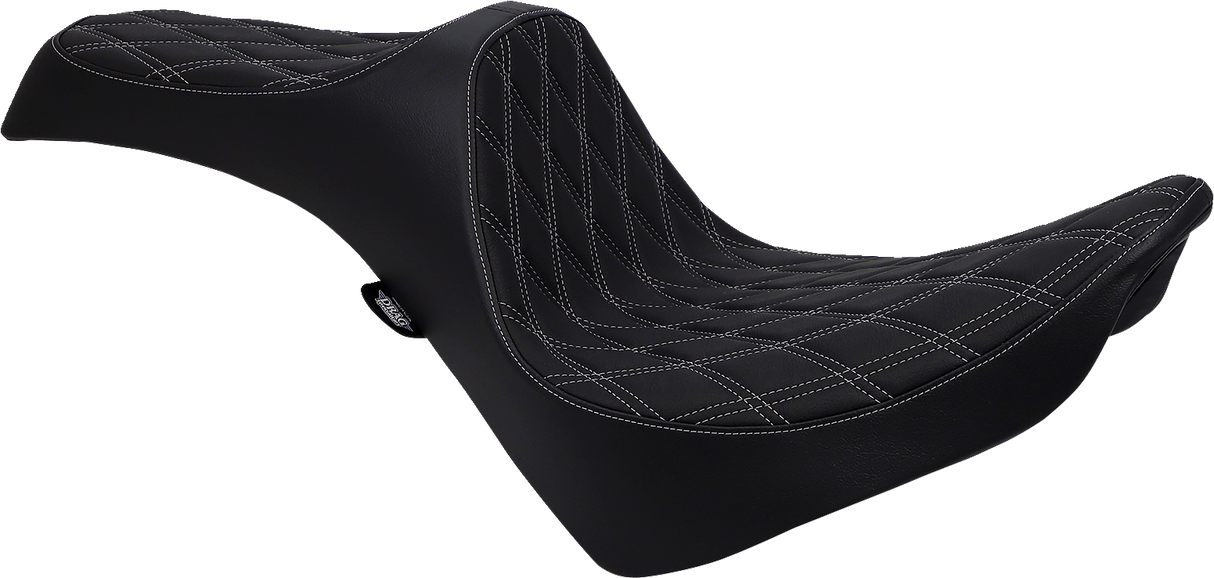 DRAG SPECIALTIES Predator III Seat - Double Diamond - Silver Stitching - FL/FX '18-'22 0802-1146